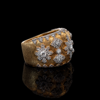 Brushed Gold Diamond Floral Ring