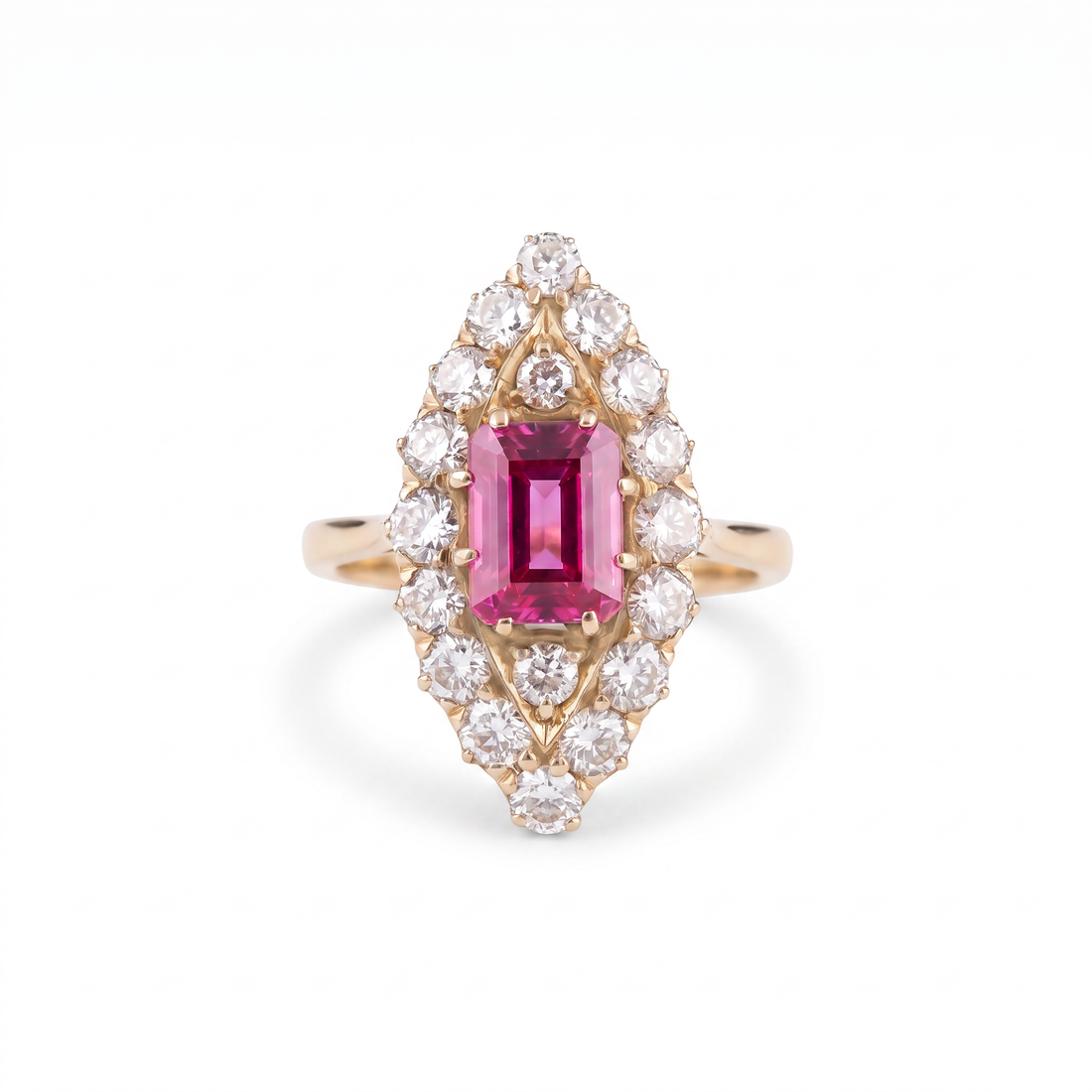 Vintage Art Deco Burma Ruby Diamond Ring