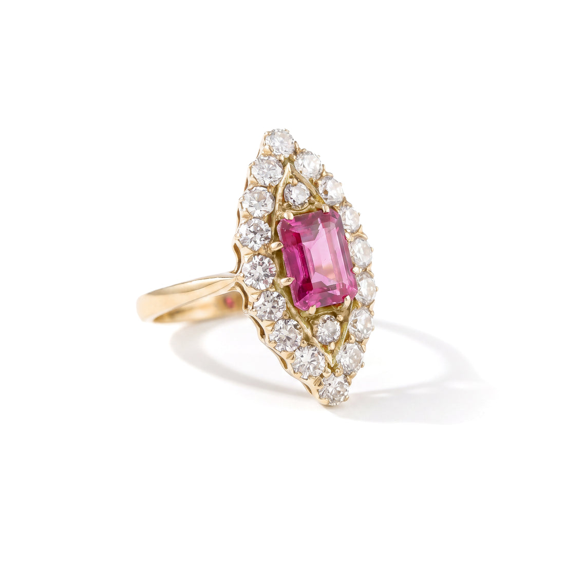 Vintage Art Deco Burma Ruby Diamond Ring