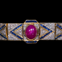 Italian Vintage Diamond, Sapphire and Cabochon Ruby Bracelet