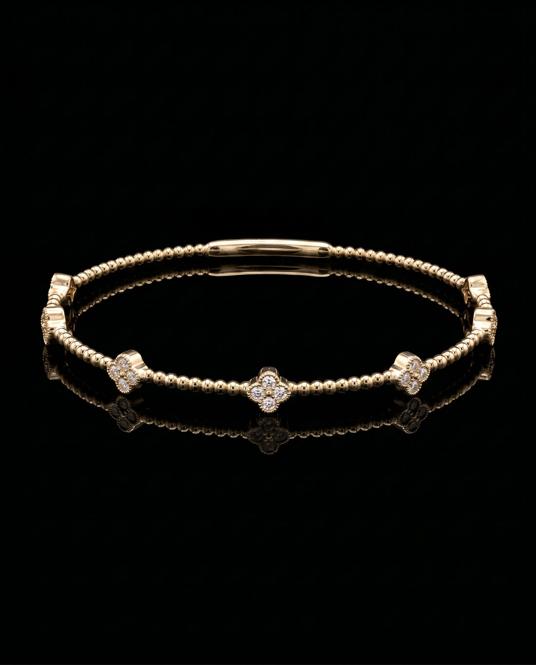 Flower Cluster Diamond Flex Bangle | Yellow Gold