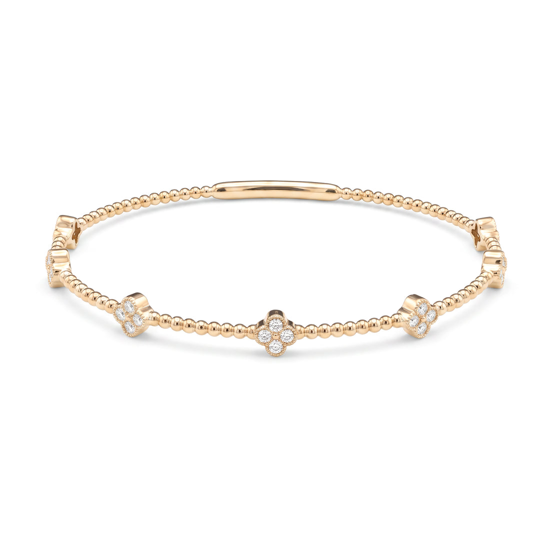 Flower Cluster Diamond Flex Bangle | Yellow Gold