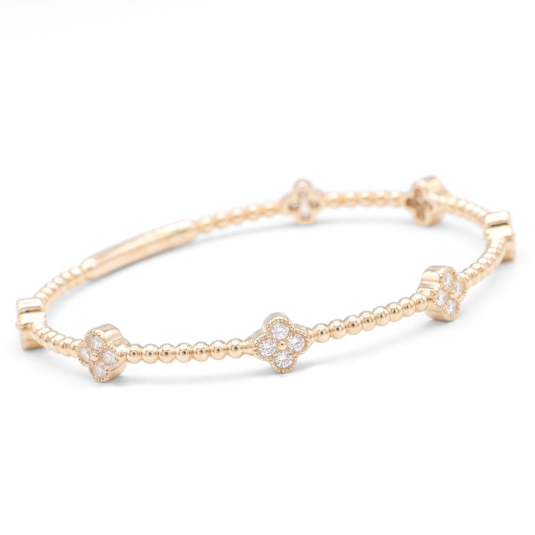 Flower Cluster Diamond Flex Bangle | Yellow Gold