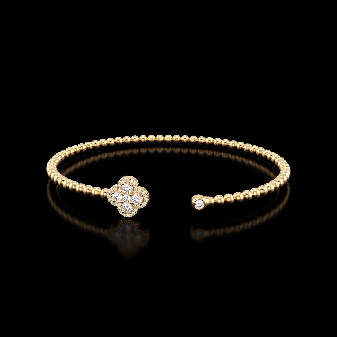 Beaded Diamond Clover Flex Bangle