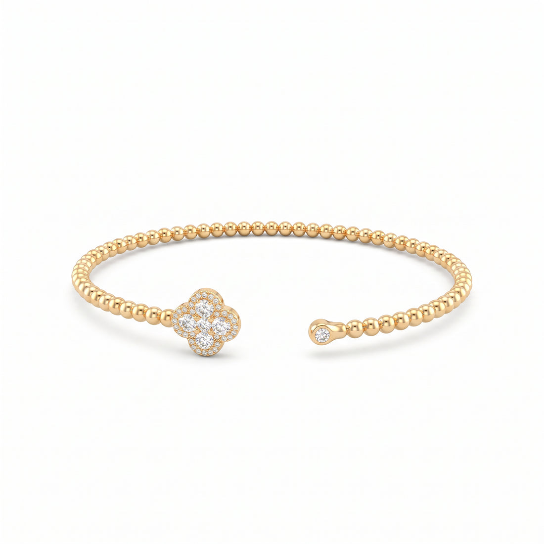 Beaded Diamond Clover Flex Bangle