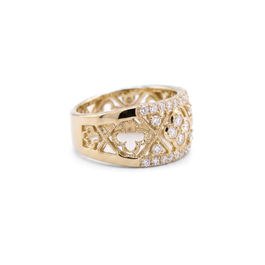 Diamond Lattice Quatrefoil Ring | Yellow Gold