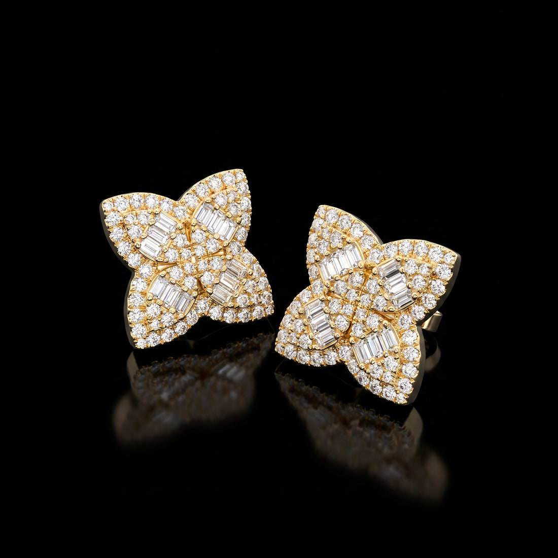 Quatrefoil Clover Diamond Earrings | Yellow Gold