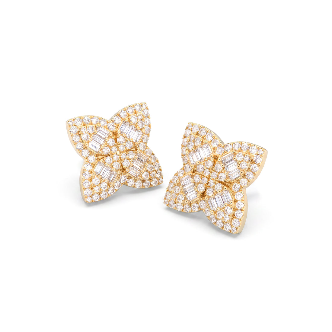 Quatrefoil Clover Diamond Earrings | Yellow Gold