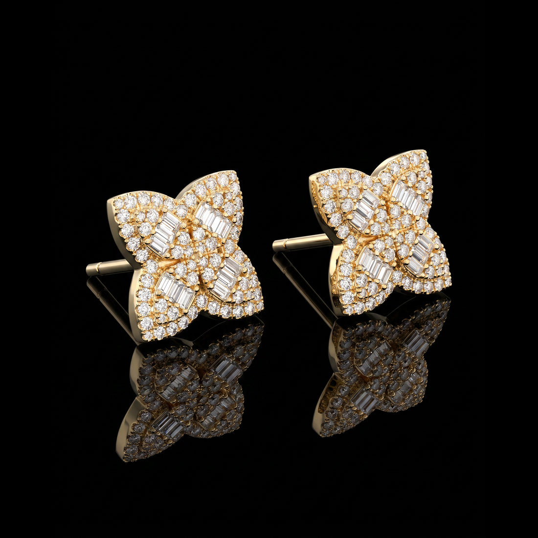 Quatrefoil Clover Diamond Earrings | Yellow Gold