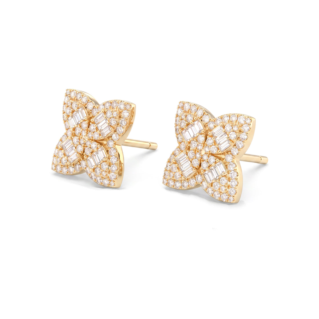 Quatrefoil Clover Diamond Earrings | Yellow Gold