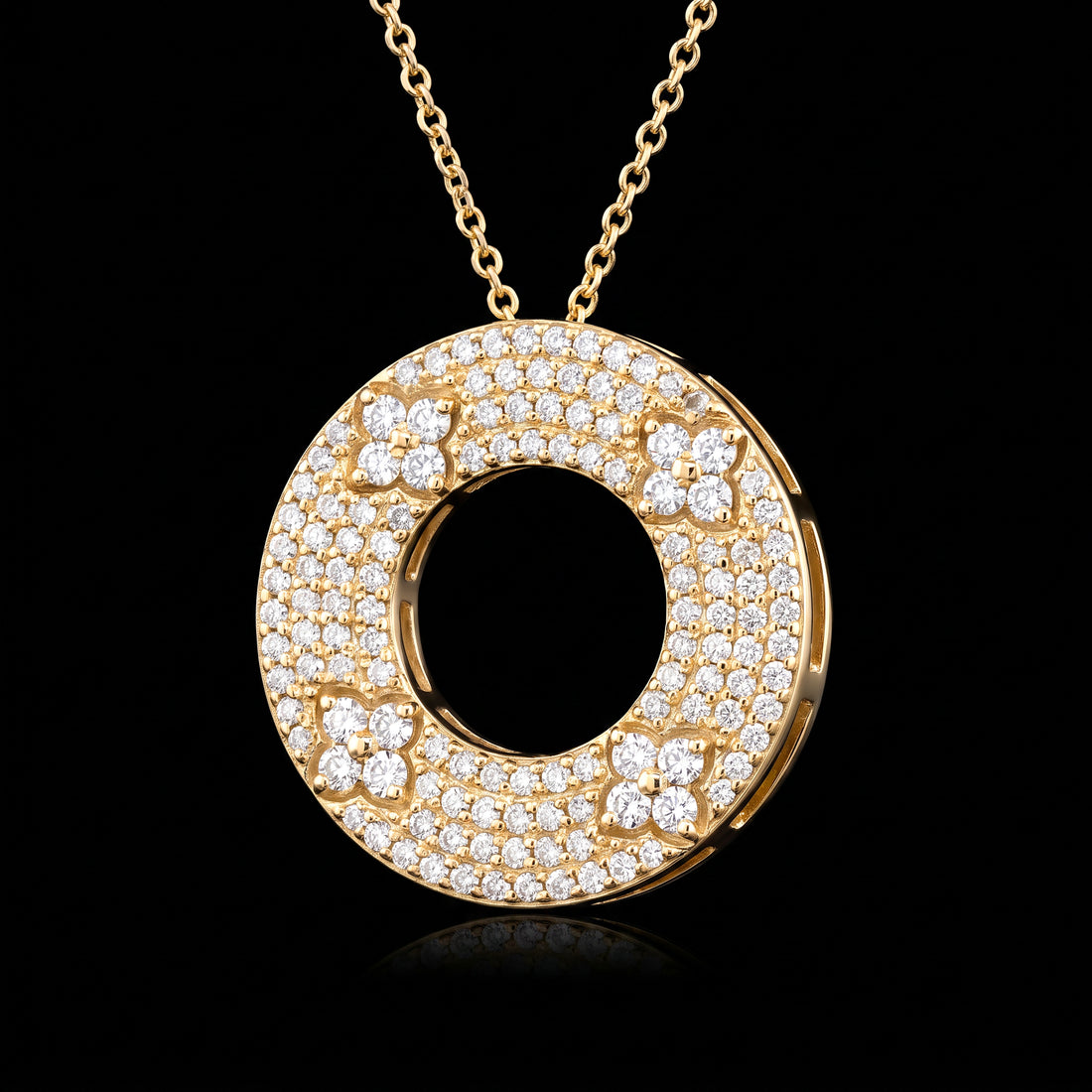 Effy Pavé Diamond Clover Circle Pendant
