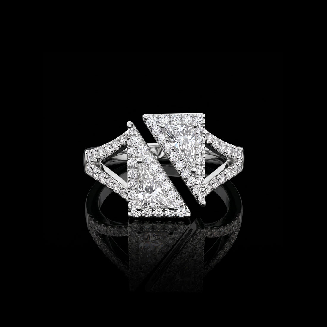 Split Angled Diamond Ring