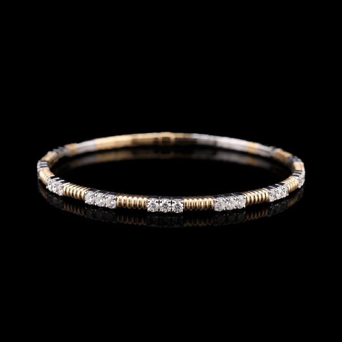360 Two Tone Diamond Station Flex Bracelet