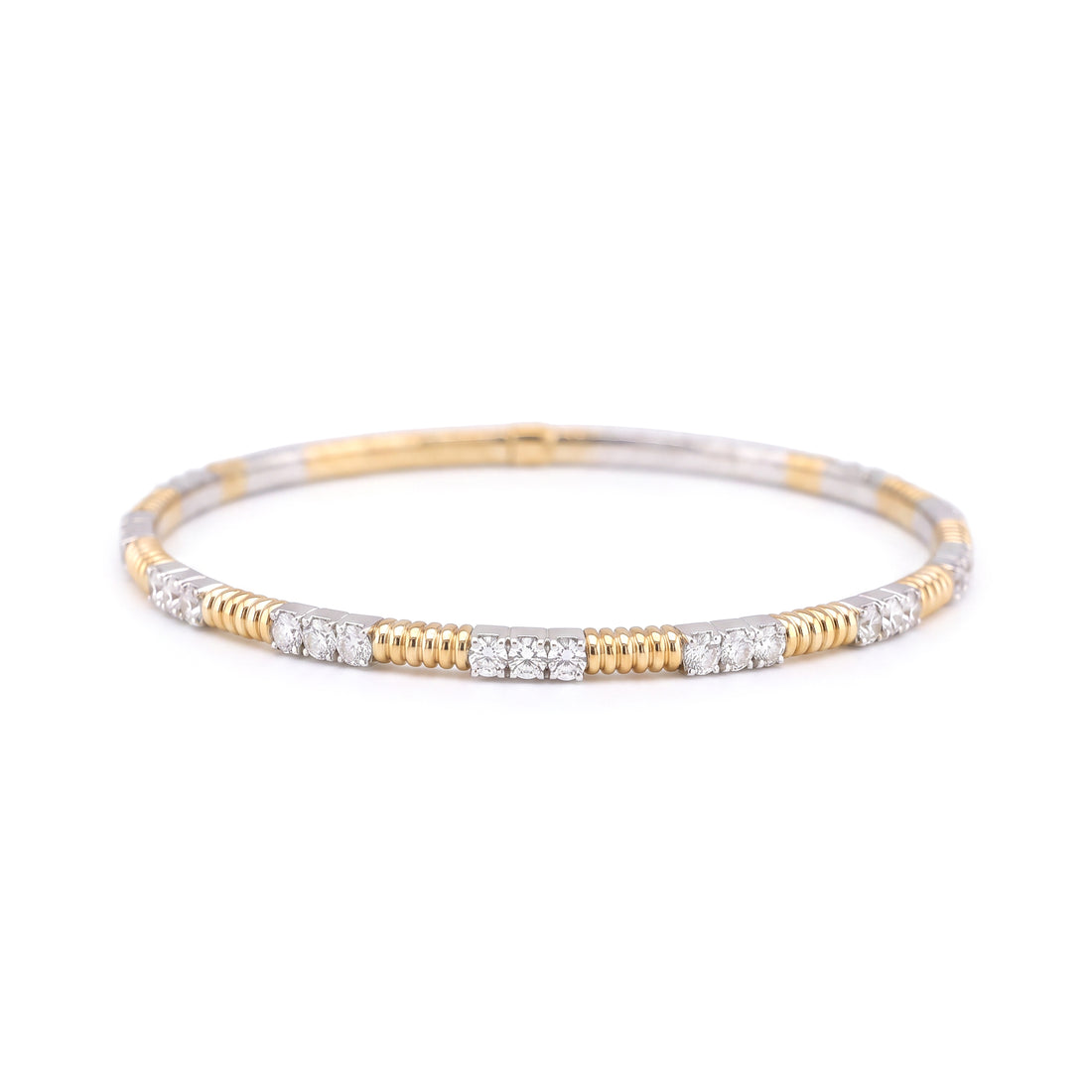 360 Two Tone Diamond Station Flex Bracelet