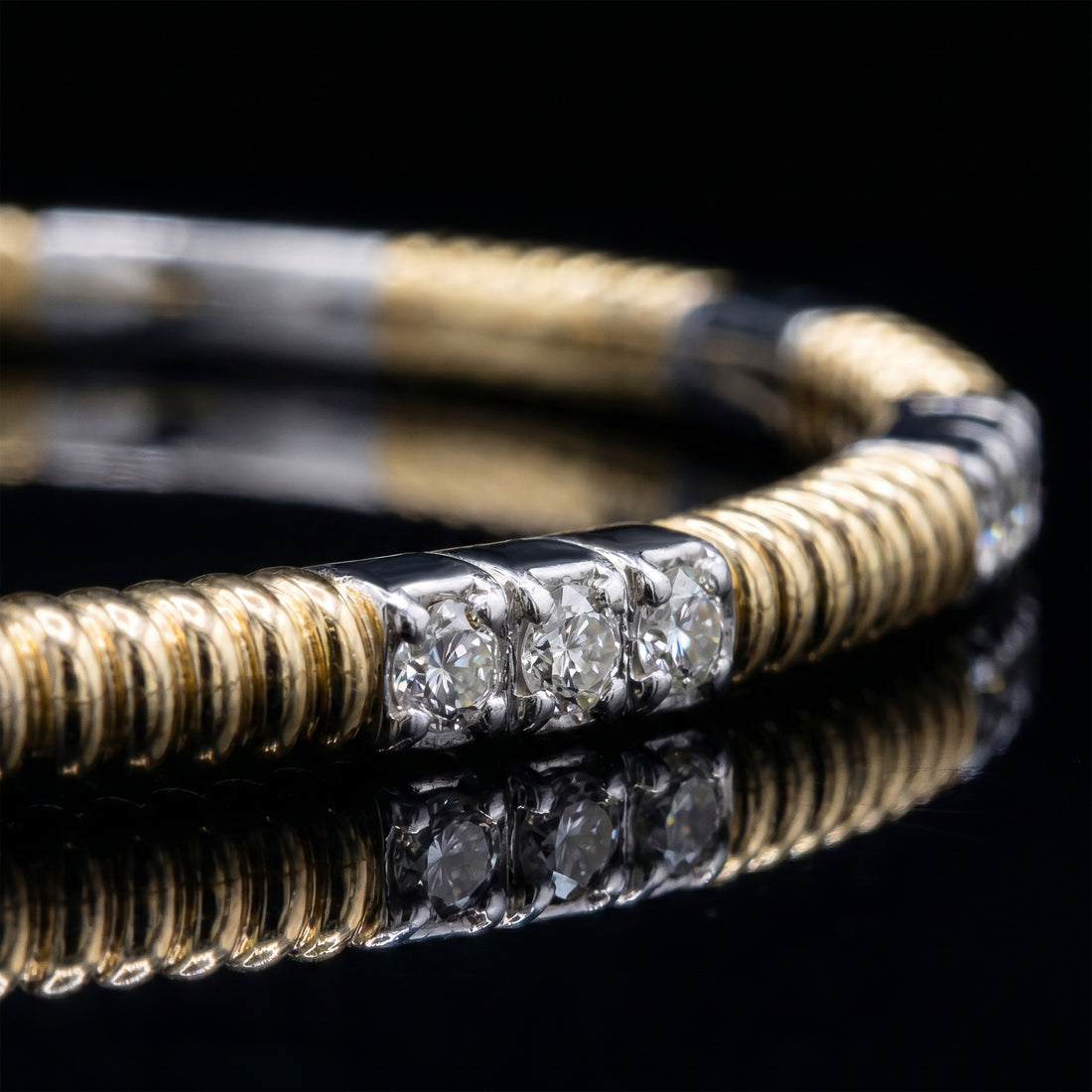 360 Two Tone Diamond Station Flex Bracelet