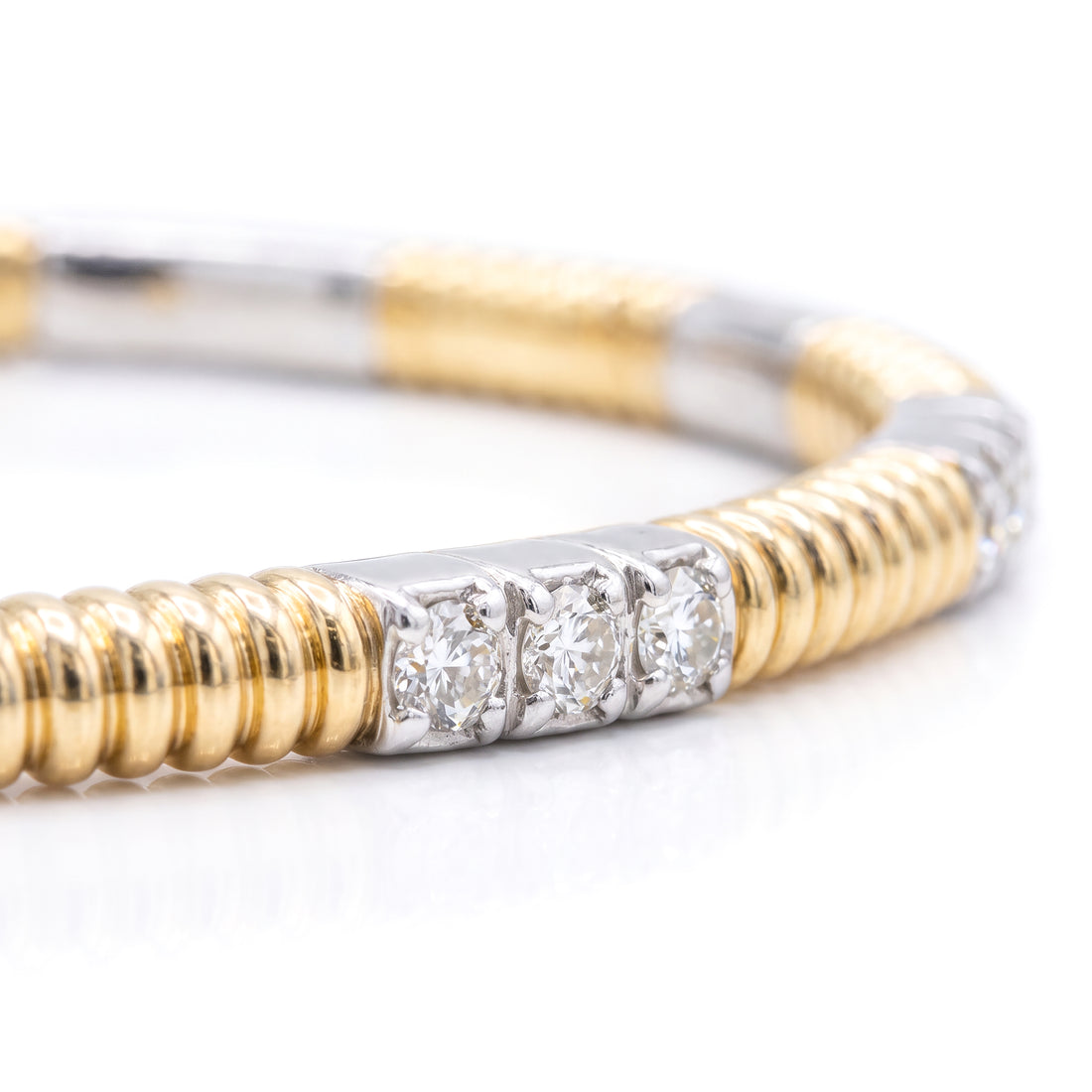 360 Two Tone Diamond Station Flex Bracelet