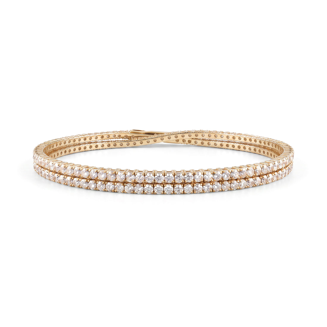 Double Row Diamond Flex Bangle