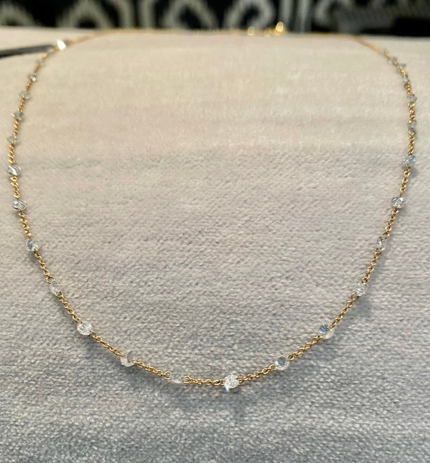 Floating Laser Drilled Diamond Station Necklace