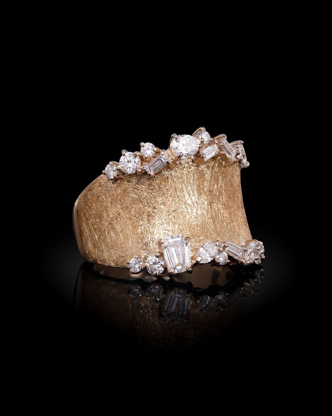 Effy Multi-shape Brushed Gold Diamond Ring