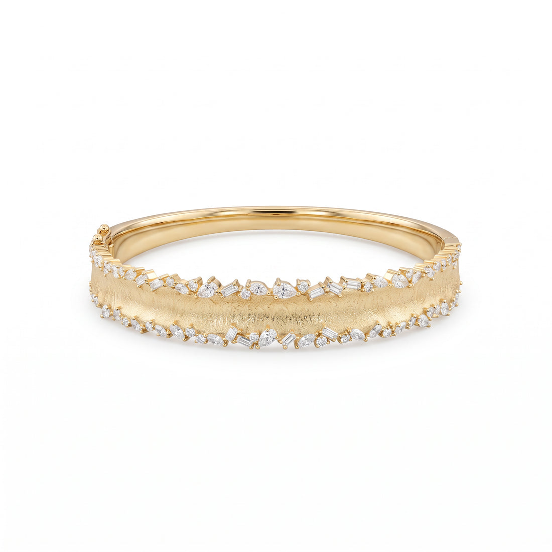 Angled Baguette Diamond Border Bangle