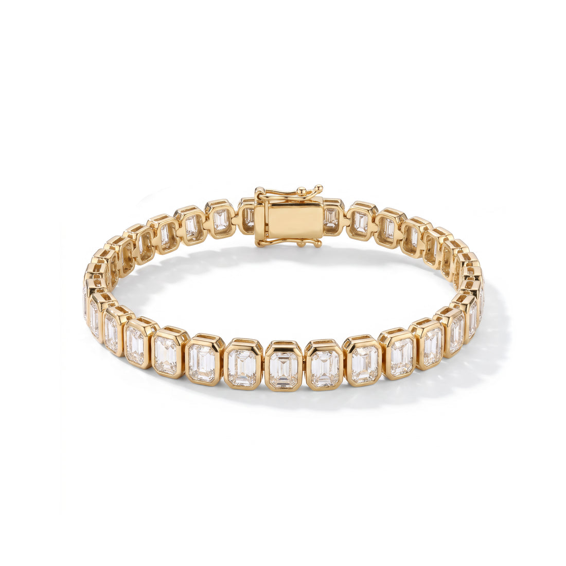 Emerald Cut Diamond Bezel Tennis Bracelet