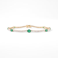 14K YG Diamond and Emerald Tennis Bracelet