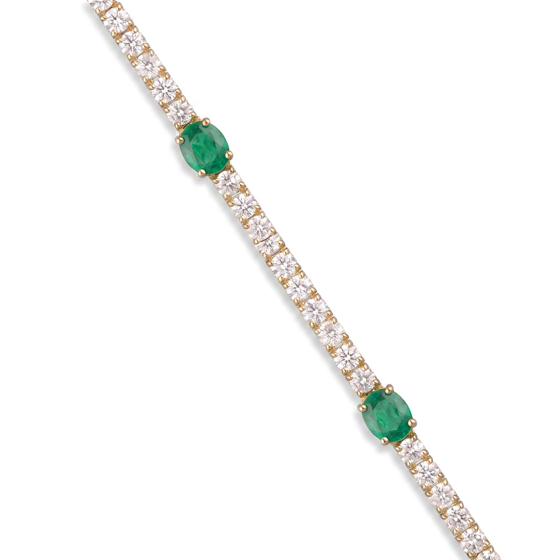 14K YG Diamond and Emerald Tennis Bracelet