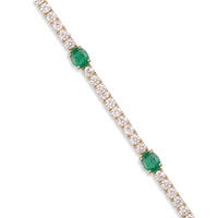 14K YG Diamond and Emerald Tennis Bracelet
