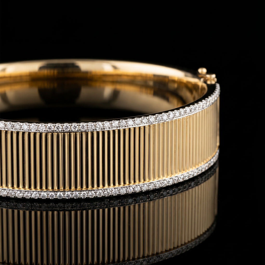 Effy Fluted Diamond Border Bangle