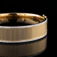 Effy Fluted Diamond Border Bangle