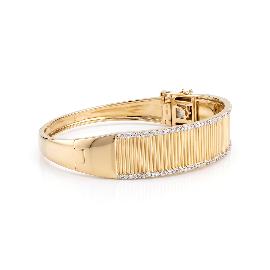 Effy Fluted Diamond Border Bangle