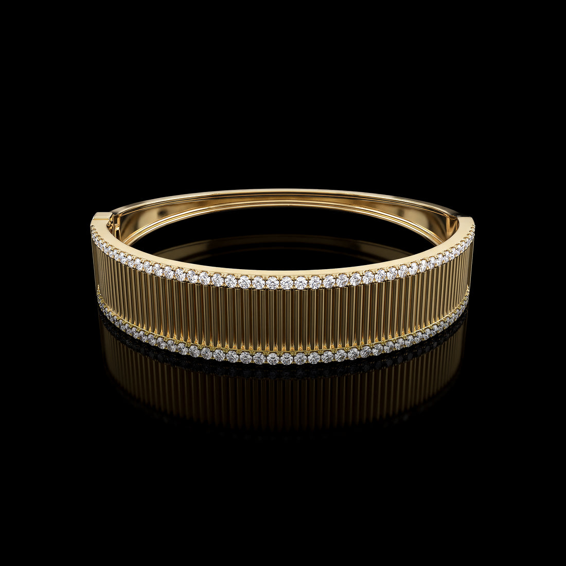 Effy Fluted Diamond Border Bangle