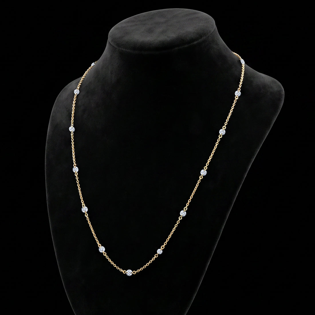 Floating Laser Drilled Diamond Station Necklace
