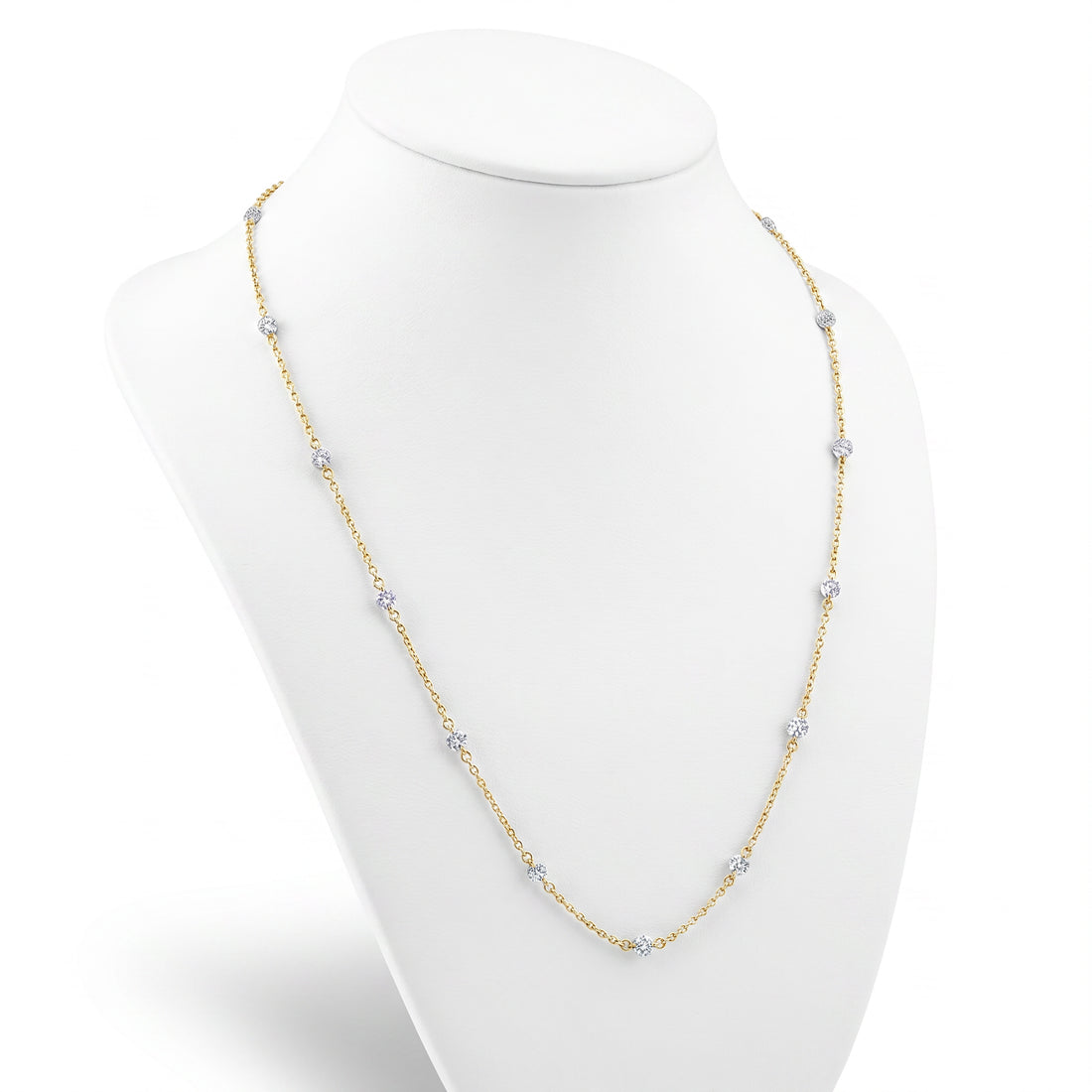 Floating Laser Drilled Diamond Station Necklace