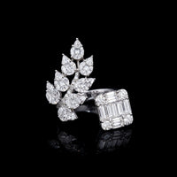 Leaf & Baguette Invisible Set Diamond Ring