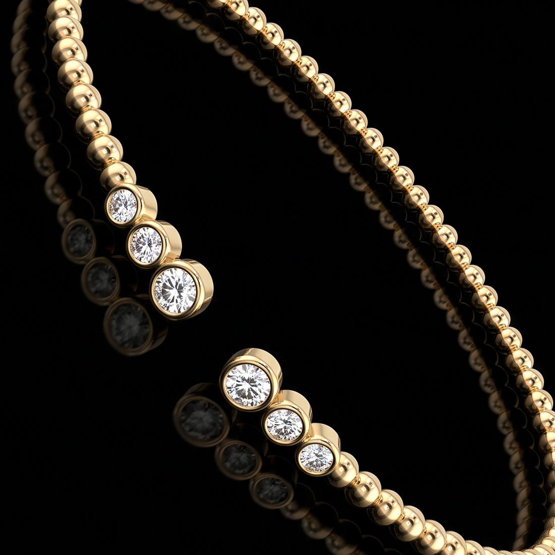 Beaded Diamond Station Flex Bangle