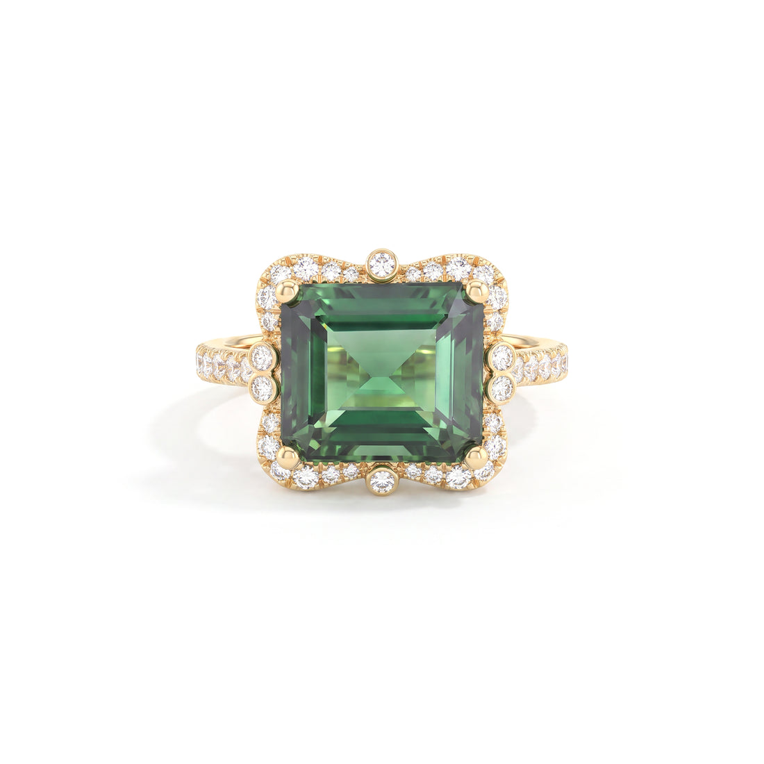 Green Tourmaline and Diamond Ring