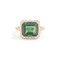 Green Tourmaline and Diamond Ring