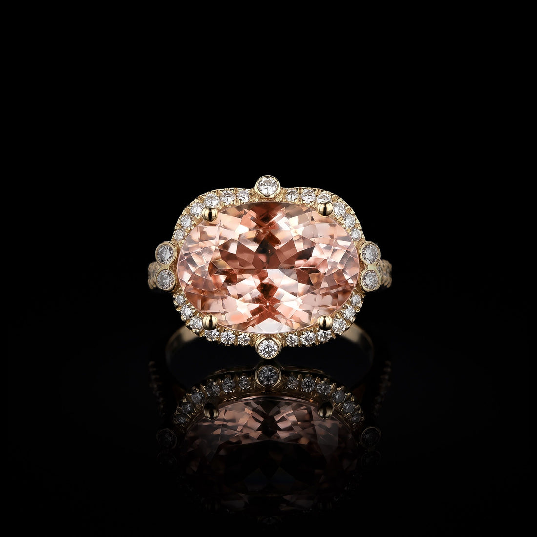 14K YG Pink Morganite and Diamond Ring, 5.33CT