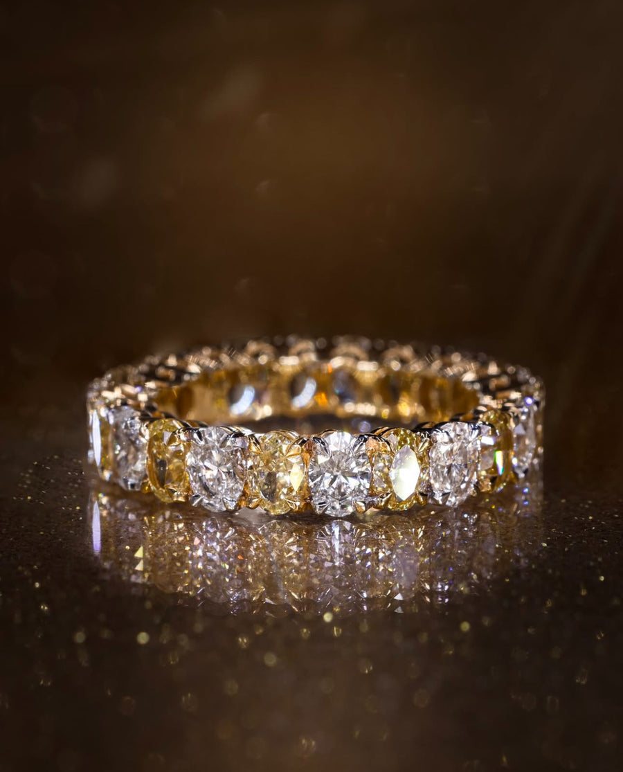 18K YG Oval Diamond Eternity Band, 4.32TCW