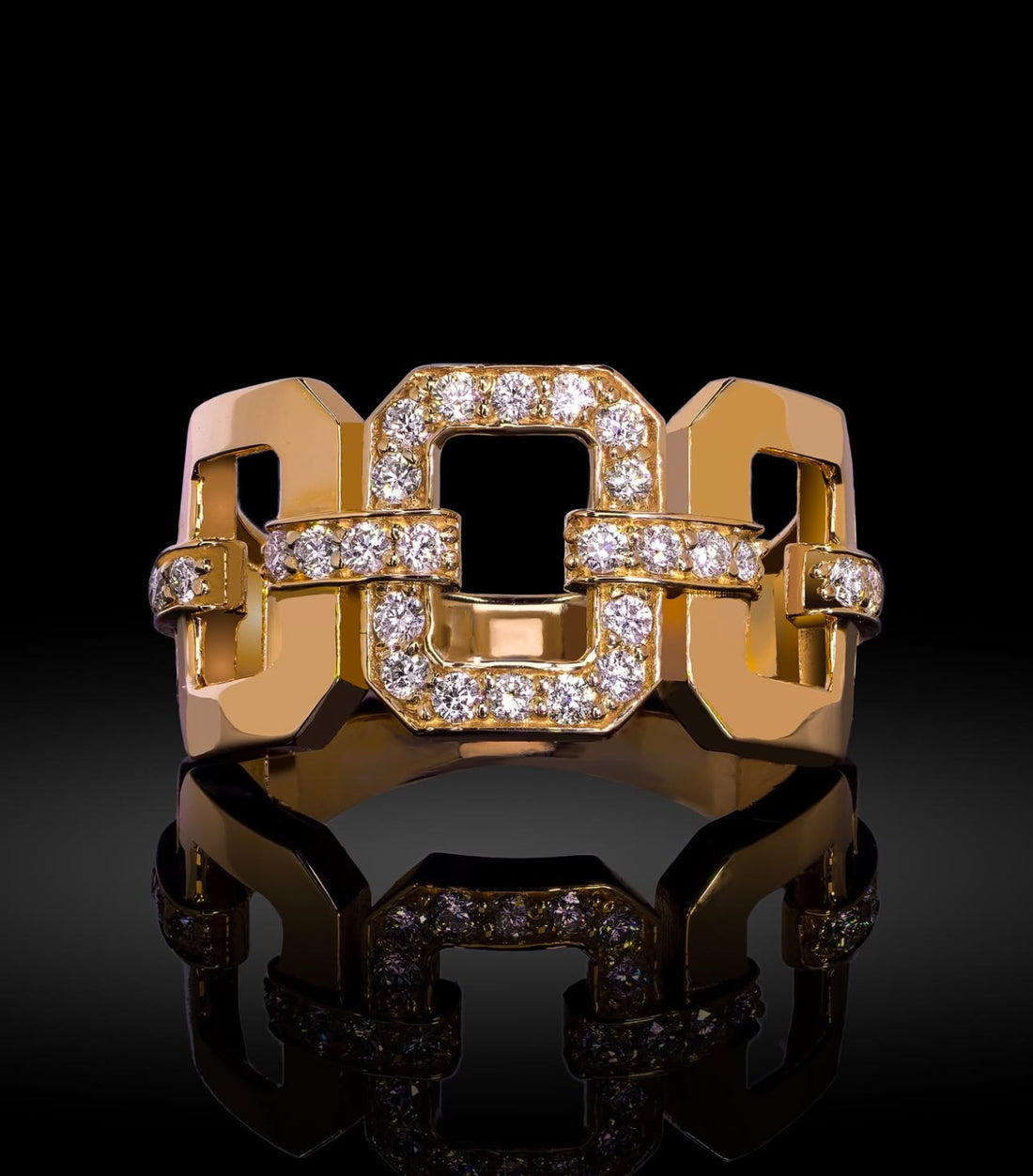 YG Diamond Link Ring, 0.44CT,  14k gold