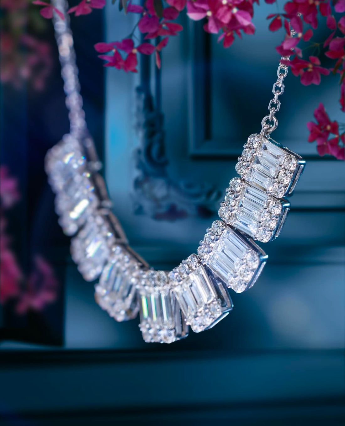 Baguette and Round Diamond Necklace, 2.15CT