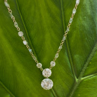 7.52 Carat Diamond Necklace, laser drilled Diamonds set in 18k Gold