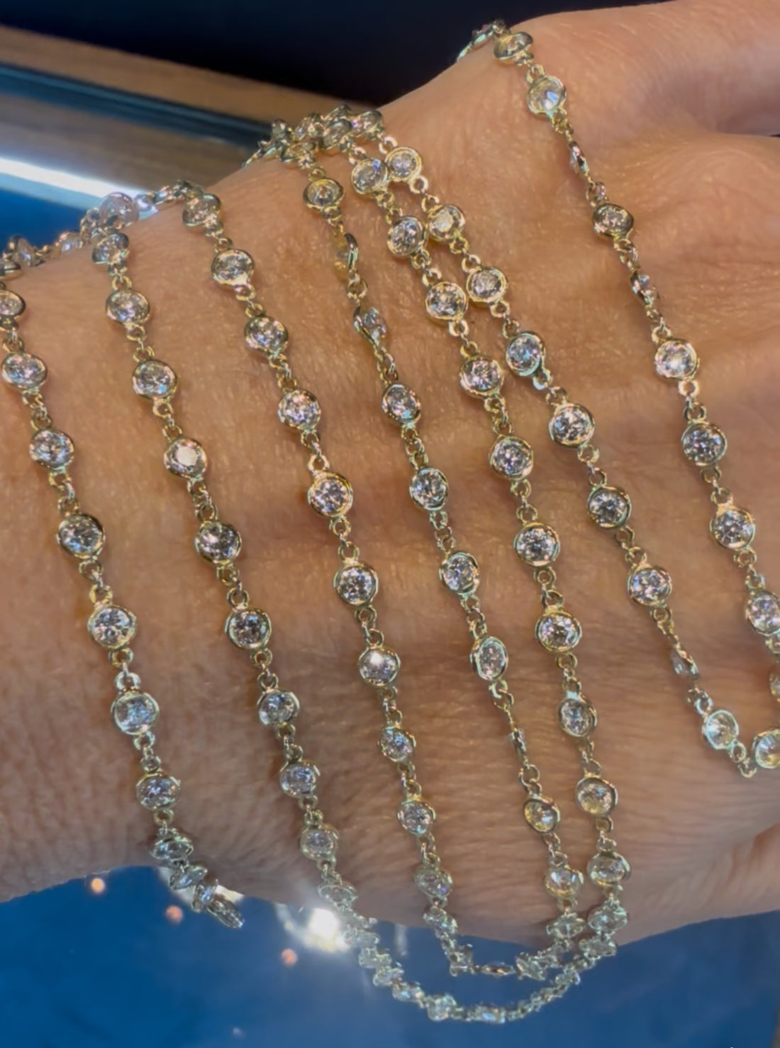 36" Diamond Chain, 10.45 Carats VS, SI1, GH Color, 18k Gold Chain