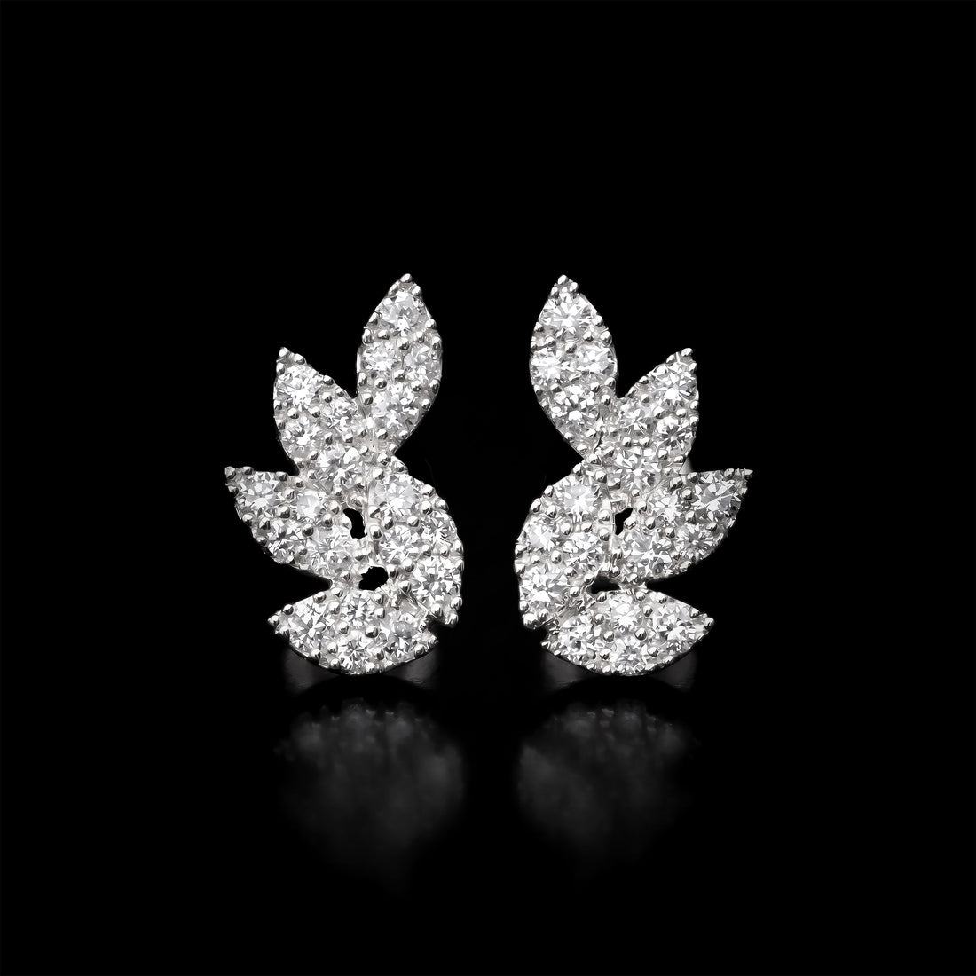 Diamond Leaf Earrings YG