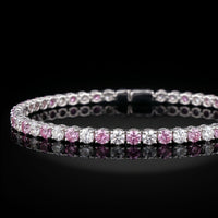 14K Diamond and Pink Sapphire Tennis Bracelet