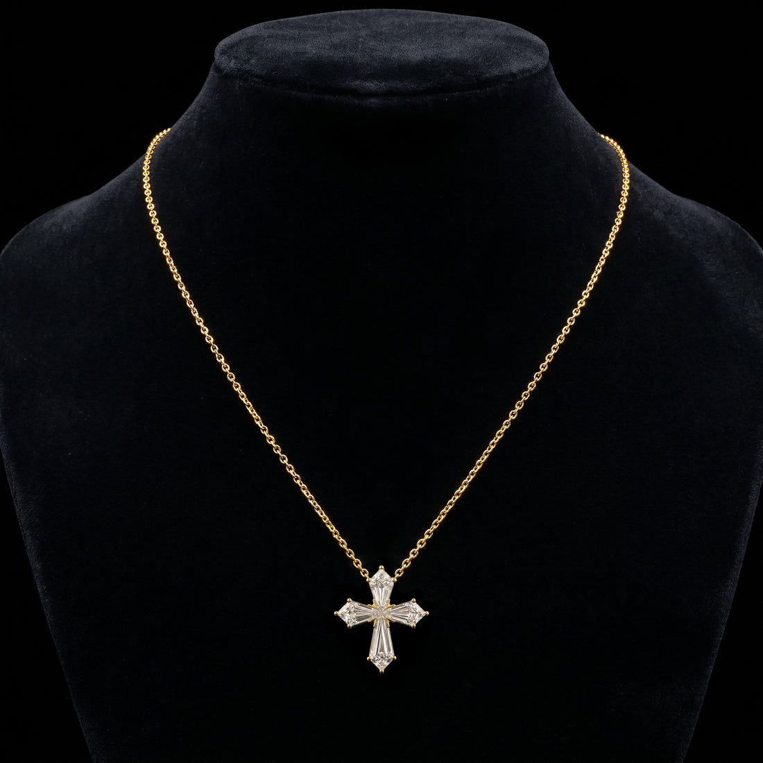 Kite Diamond Cross Necklace | Yellow Gold