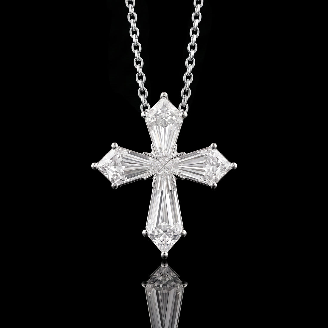 Kite Diamond Cross Necklace | White Gold