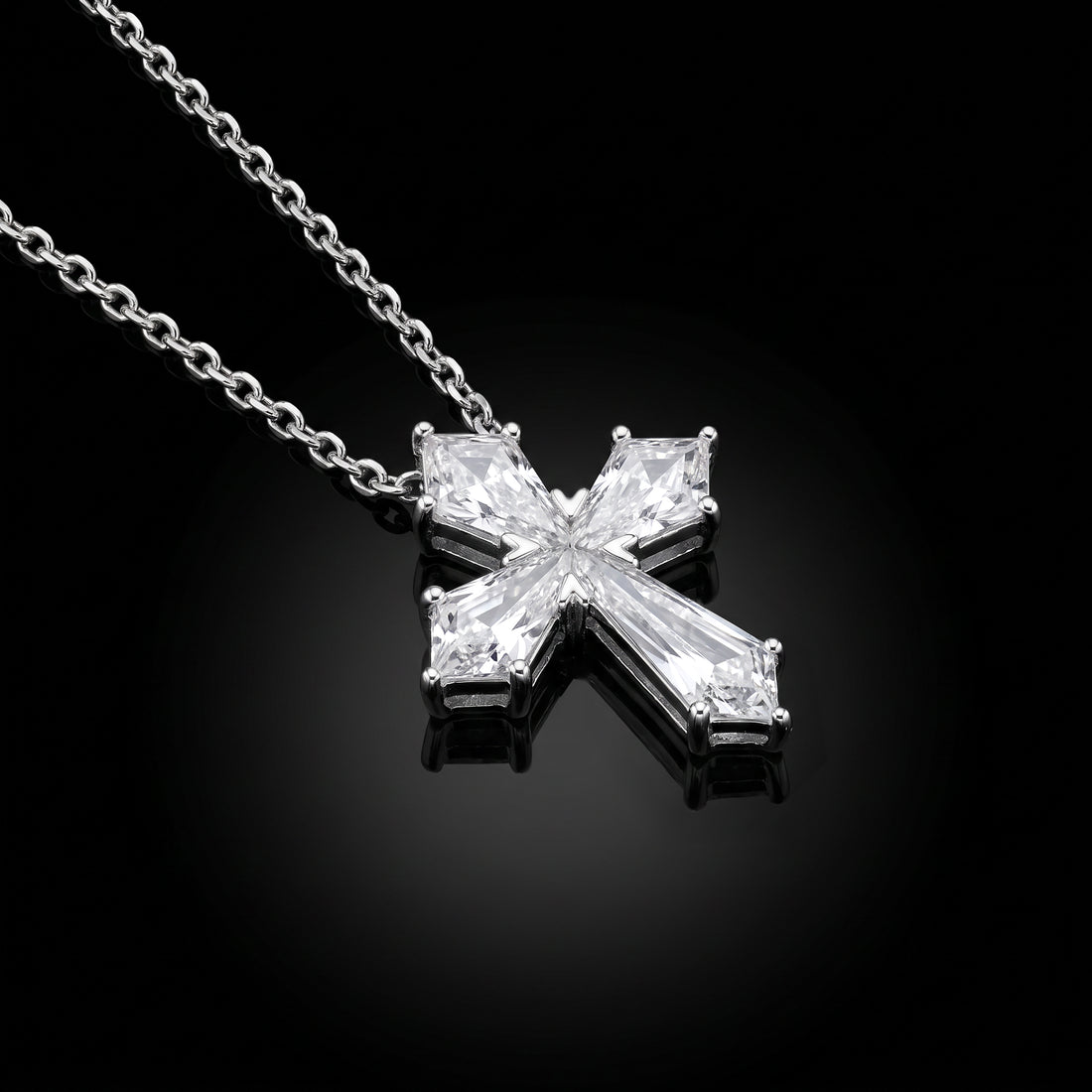 Kite Diamond Cross Necklace | White Gold