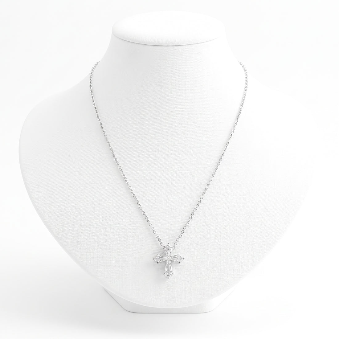 Kite Diamond Cross Necklace | White Gold